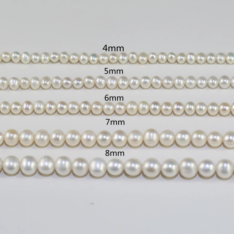 4mm-8mm Close to Round Large Hole Natural Fresh Water Real Cultured Cultivated River Freshwater Pearl Farm String Strand Beads